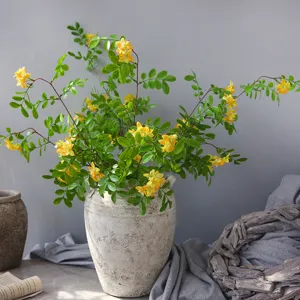 Artificial Silk Sophora Japonica Single Branch Fake Flowers For Home Decor Floral Arrangement Table Centerpiece