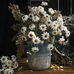 Single Branch American Retro Silk Sunflower Fake Flower Living Room Dining Table Home Artificial Flower Decor