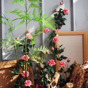 Artificial rose vine simulation flower wall hanging home decor artificial plants for indoor decoration