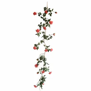 Artificial rose vine hanging flower garland for home wall decor and engineering decoration.