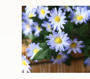 Fiori artificiali margherite 24 teste finte piante per decorazione casa e oggetti foto