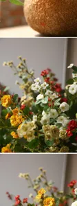 Bouquet di rose fiori artificiali per la decorazione della tavola del soggiorno.
