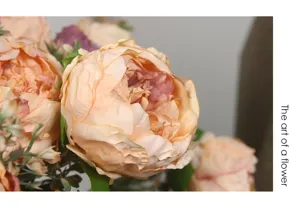 Artificial peony flower detail close-up artificial floral arrangement home decor