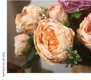 Artificial peony flower bouquet fake floral arrangement home table room decoration
