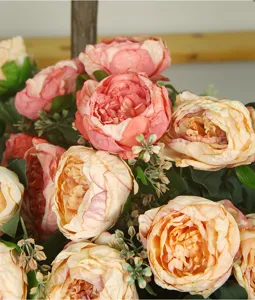 Artificial peony flower bouquet fake floral arrangement home table decor elegant design