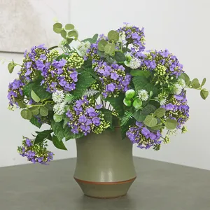Artificial Hydrangea Snowball Flower Bouquet Silk Flowers European Style Home Table Hotel Party Wedding Decoration