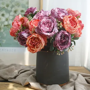 Artificial peony flower bouquet fake floral arrangement for home living room decor table centerpiece