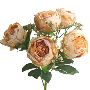 Beautiful artificial peony flower bouquet for home living room dining table decoration.