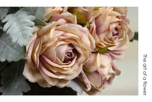Artificial vintage rose bouquet silk flower home decor detail view aesthetic table centerpiece