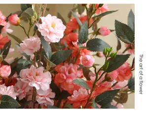 Artificial camellia flower bouquet home wedding decoration vintage floral arrangement