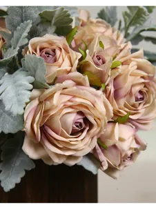Nordic vintage artificial rose flower bouquet detailed view home living room decor