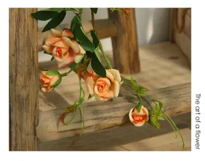 Artificial rose vine peach flower wedding home decor fake plant hanging garland floral ornament