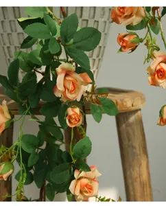 Artificial rose vine hanging flowers for wedding party home living room ceiling decor realistic faux