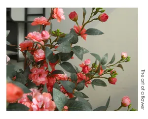 Artificial camellia flower branch pink floral home decor wedding party arrangement faux plant