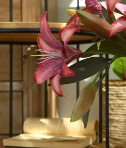 Flor de lirio color otoño artificial retro decoración nórdica hogar sala mesa comedor adorno