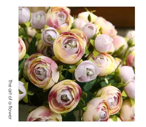 Artificial Camellia Bouquet Fake Floral Arrangement for Home Living Room Decoration