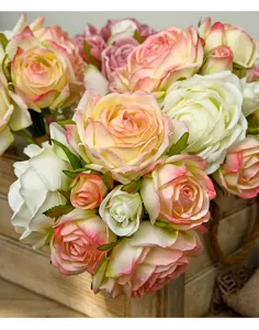 Artificial vintage pink rose bouquet silk flowers for home decor wedding table centerpiece