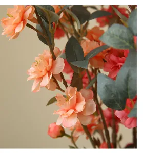 Artificial camellia flower branch for home decor wedding table arrangement fake floral prop