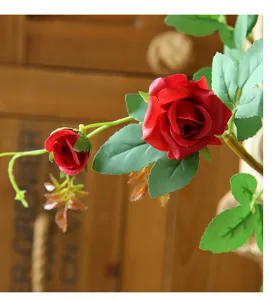 Artificial rose vine hanging flower for home wedding decoration living room ceiling decor