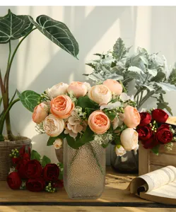 Bouquet de roses artificielles décoration maison centre de table accessoire photo détail