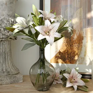 Flores de Lirio Artificiales de Seda Estilo Nórdico Vintage Decoración de Salón y Mesa de Comedor