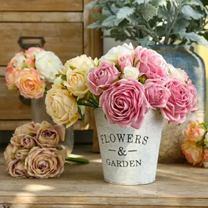 Artificial rose bouquet vintage style flower arrangement for living room home decor setup.