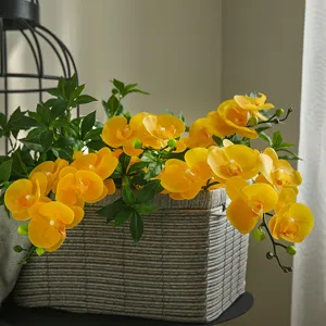 Artificial Phalaenopsis orchid flowers yellow silk flower arrangement home decor table centerpieces