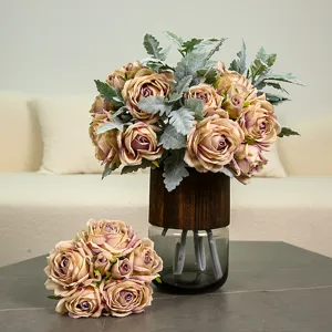 Artificial rose bouquet vintage style silk flowers home decor living room arrangement