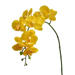 Artificial yellow phalaenopsis orchid stem for home decoration and wedding floral arrangement.