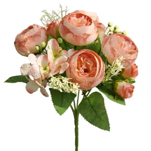 Bouquet de fleurs de thé artificiel fausses roses arrangement floral décoration de mariage