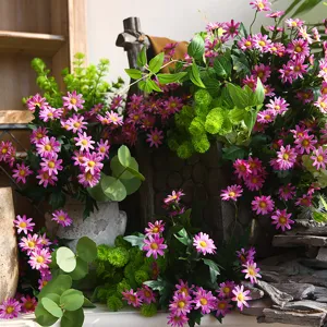 24 teste di fiori di margherita artificiali stile pastorale finte per decorazioni