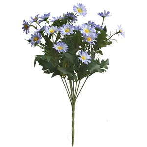Bouquet di margherite blu artificiali con 24 teste per decorazioni e fotografia.