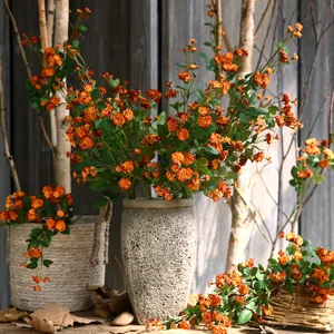 Mazzo di rose artificiali stile rustico per decorazione tavola soggiorno piante finte casa