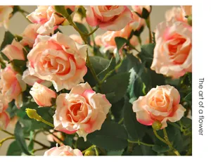Artificial rose flower bouquet detail shot, perfect for home decor, table centerpiece display.