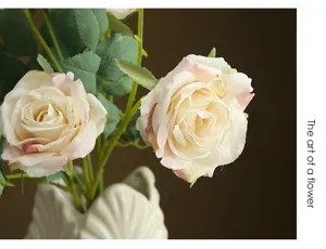 Artificial rose bouquet detail shot, modern Nordic style home decor for dining table.