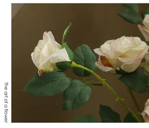 Artificial vintage rose bouquet with burnt edges, elegant home decor floral arrangement.