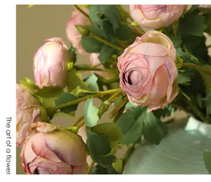 Bouquet di rose artificiali vintage rosa fiori di seta decorazione per tavola