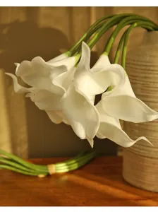 Artificial white calla lilies bouquet fake flowers for home living room hotel decor