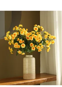 Artificial yellow rose flower arrangement bouquet decorative fake flowers home decor detail