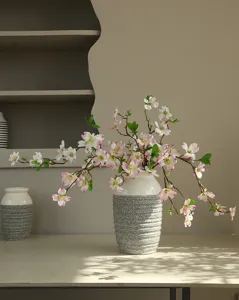 Artificial dogwood flower branch long stem home decor faux floral arrangement centerpiece