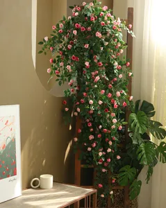 Guirnalda de rosas artificiales flor falsa decoración de pared boda interior detalle