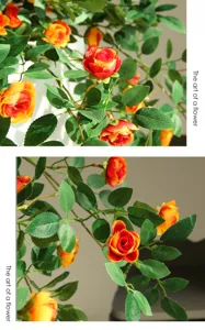 Guirlanda de rosas artificiales flor falsa decoración de pared para el hogar interior