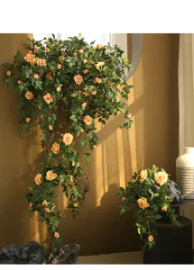 Artificial rose vine hanging floral garland wall decoration for interior home decor