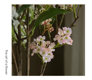Artificial sweet alyssum flower branch fake floral home decor pink white botanical styling
