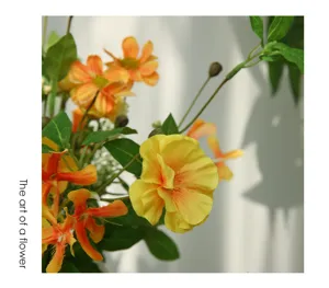 Bouquet di fiori artificiali giallo arancione decorazioni per la casa oggetti di scena per foto