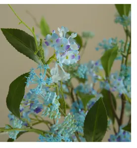 Artificial blue sweet alyssum flower branch for modern home living room decor and creative ornament