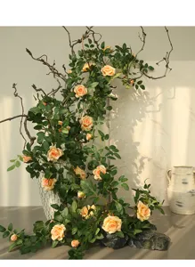 Artificial rose flower vine for home decor wall hanging fake plant garland wedding party
