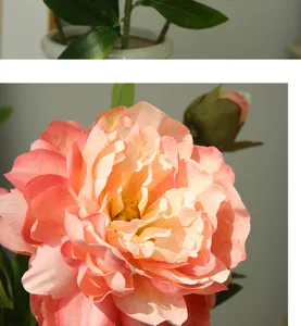 Flor de peonía artificial rosa seda flor falsa hogar mesa decoración interior detalle