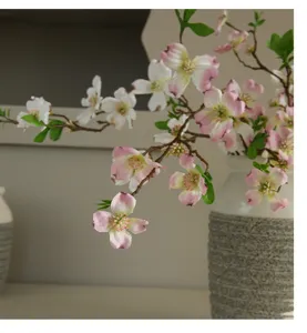 Artificial dogwood flower branch detail close-up, premium silk floral arrangement for home decor.