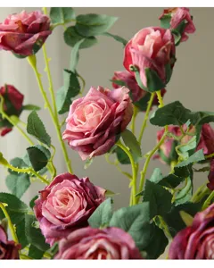 Artificial rose flower bundle close up detail, vintage pink petal design for home decor.